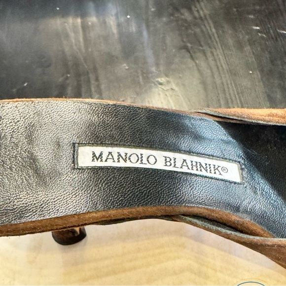 EUC Manolo Blahnik Brown Suede Kitten Heel Pointy Toe Slides- EU Size 38.5 - Picture 4 of 11